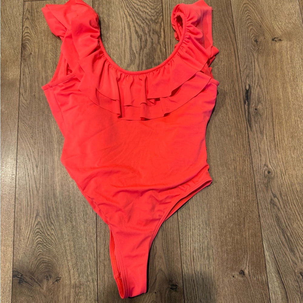 Women’s New Look Vibrant Orange Ruffled One Piece